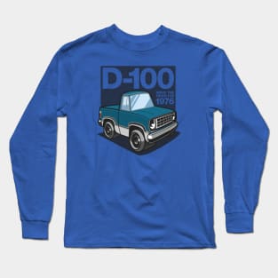 D100 - 1976 White Base (Bright Blue Iridescent) Long Sleeve T-Shirt